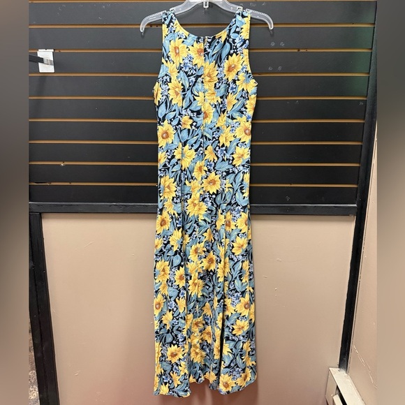 Decked Out Sunflower Floral Sleeveless Maxi Dress Size 5/6 Back Zip - Picture 5 of 6